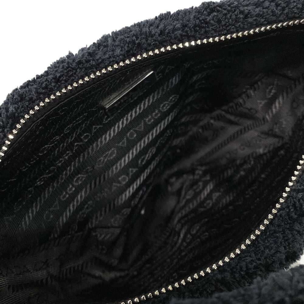 Prada Terry Triangle Handbag 1NE043 Black White Chemical Fiber - Picture 7 of 15